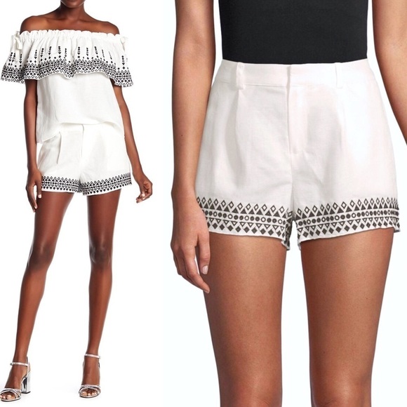 Parker Embroidered Linen Shorts - Picture 1 of 8